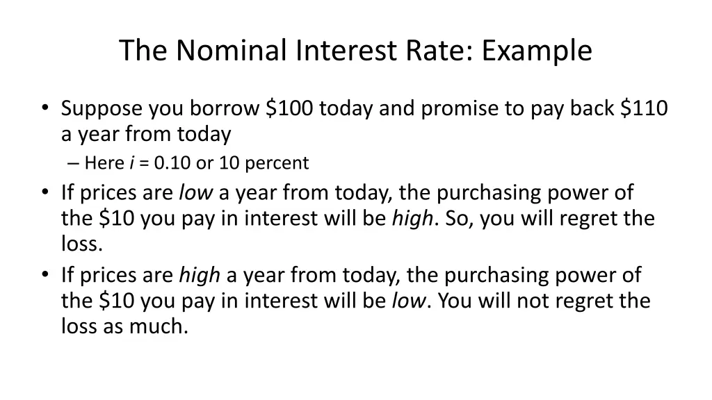 the nominal interest rate example