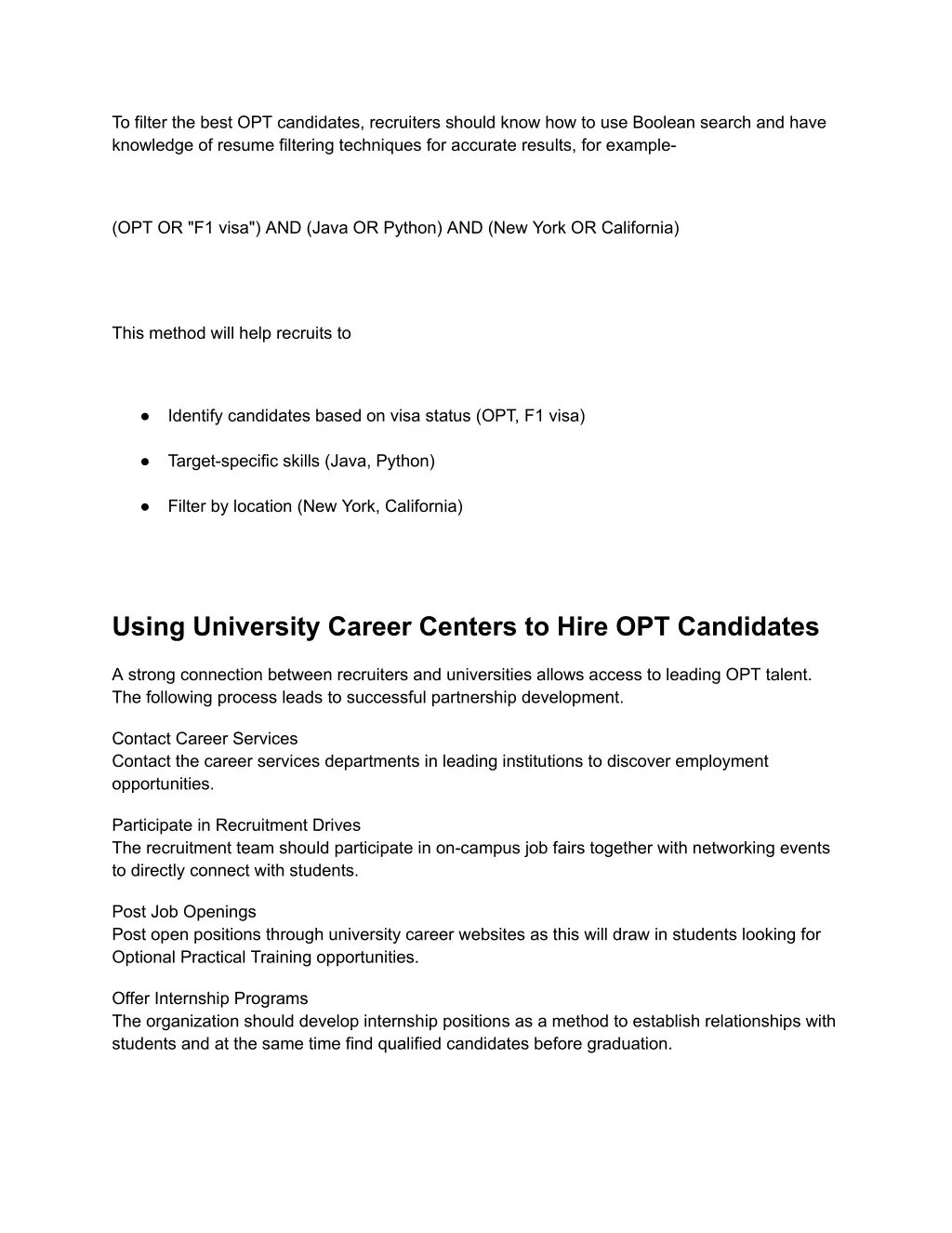 to filter the best opt candidates recruiters