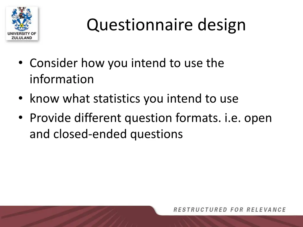 questionnaire design