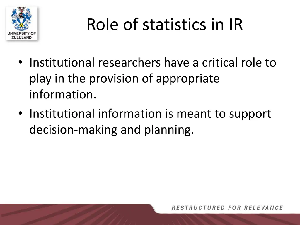 role of statistics in ir
