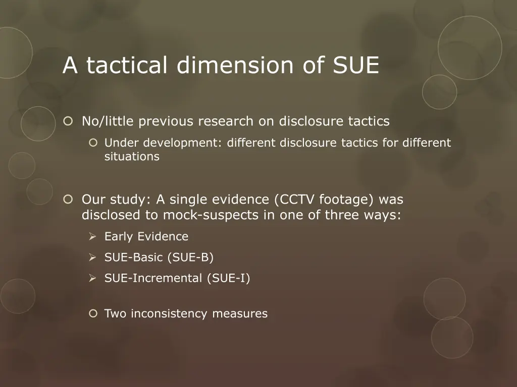 a tactical dimension of sue