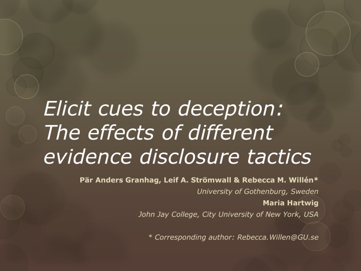 elicit cues to deception the effects of different