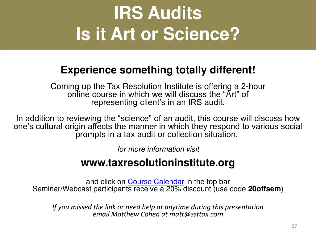 irs audits is it art or science