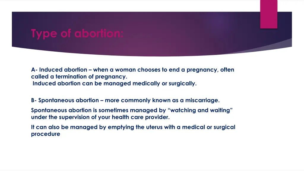 type of abortion