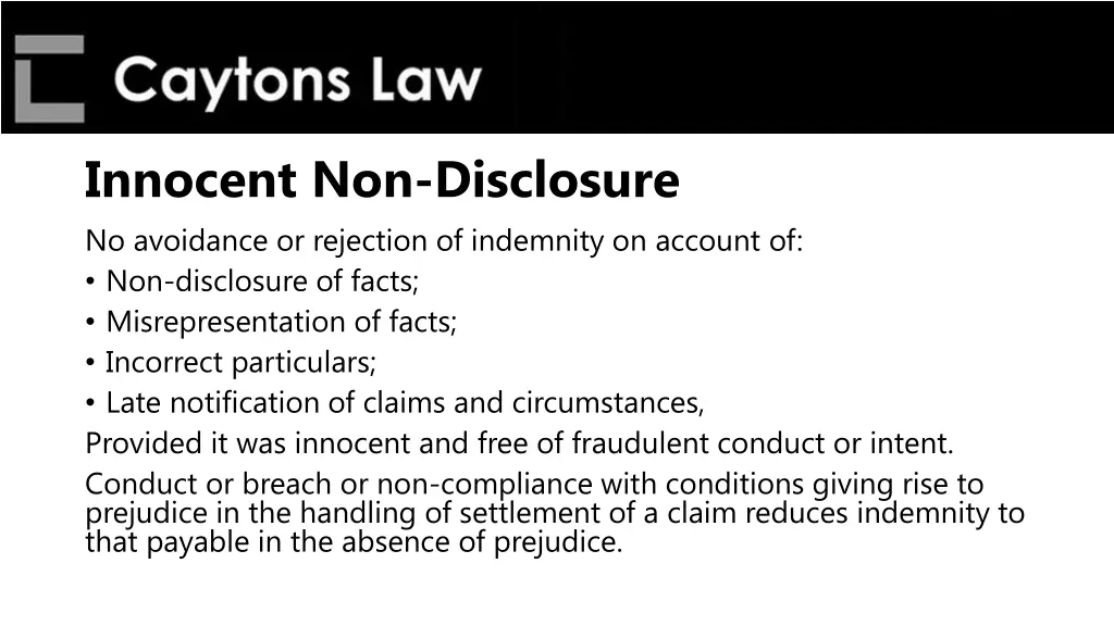 innocent non disclosure no avoidance or rejection