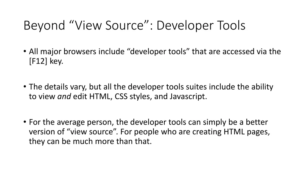 beyond view source developer tools