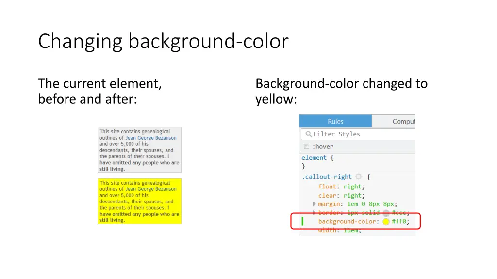 changing background color