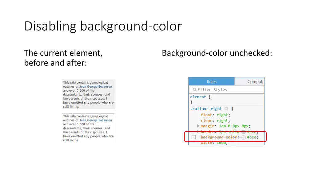 disabling background color