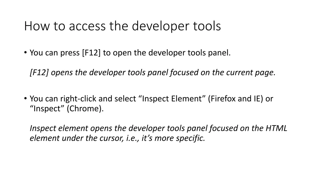 how to access the developer tools