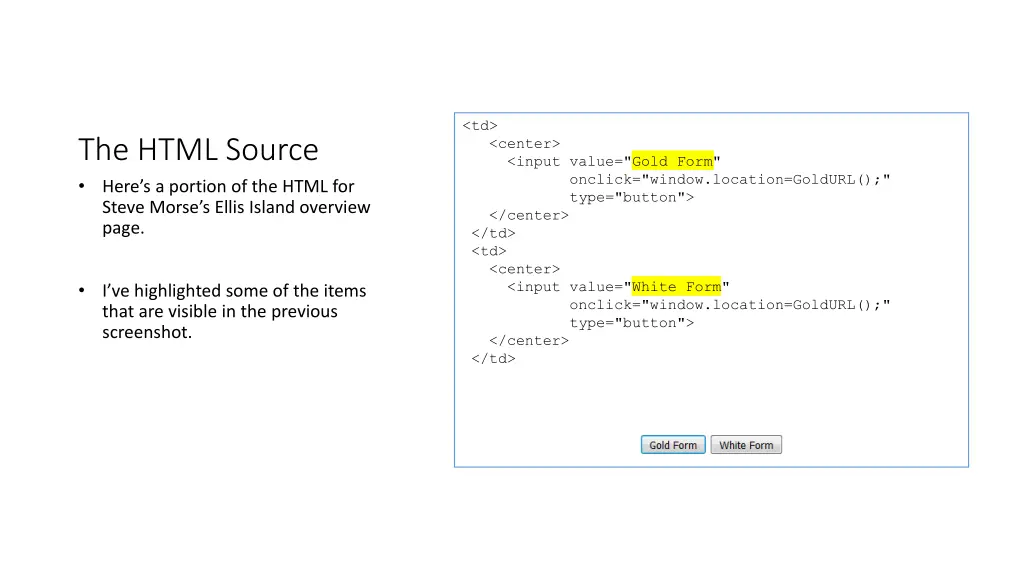 td center input value gold form onclick window