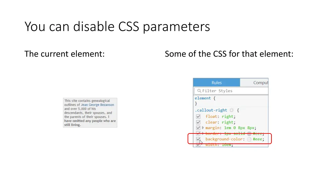 you can disable css parameters
