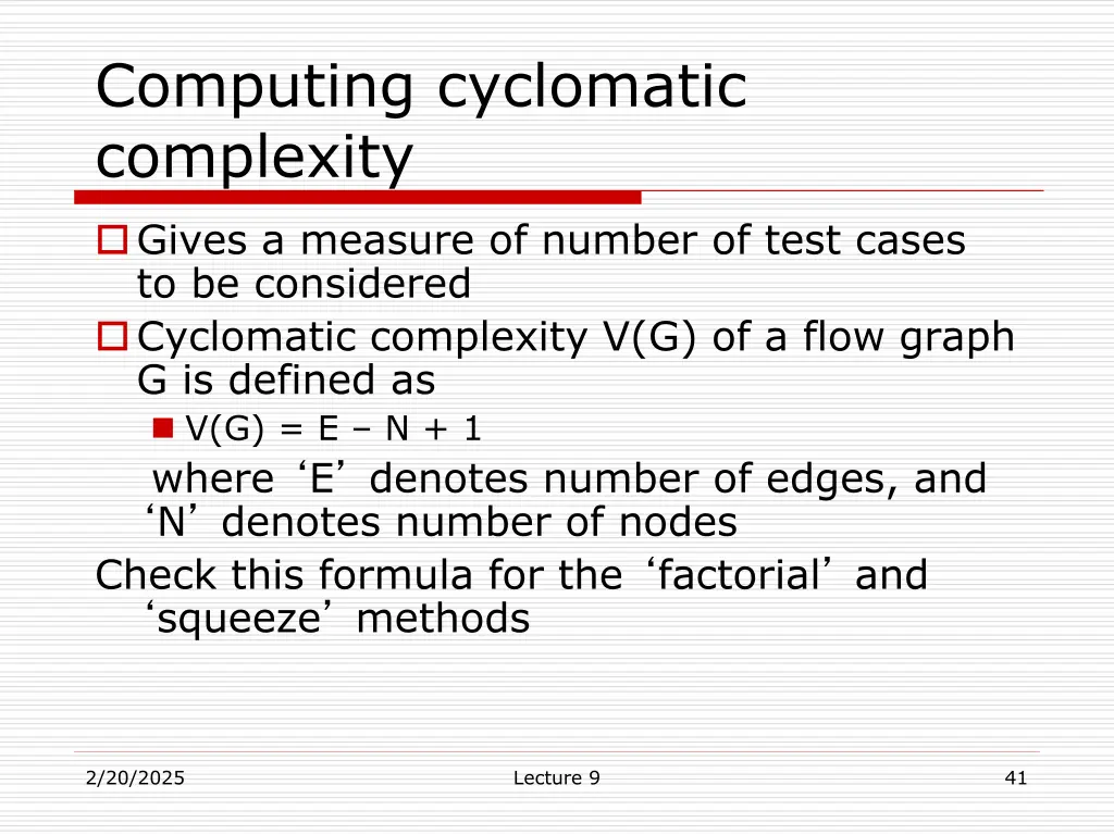 computing cyclomatic complexity