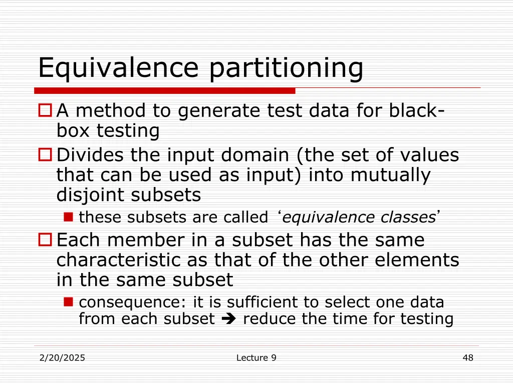 equivalence partitioning