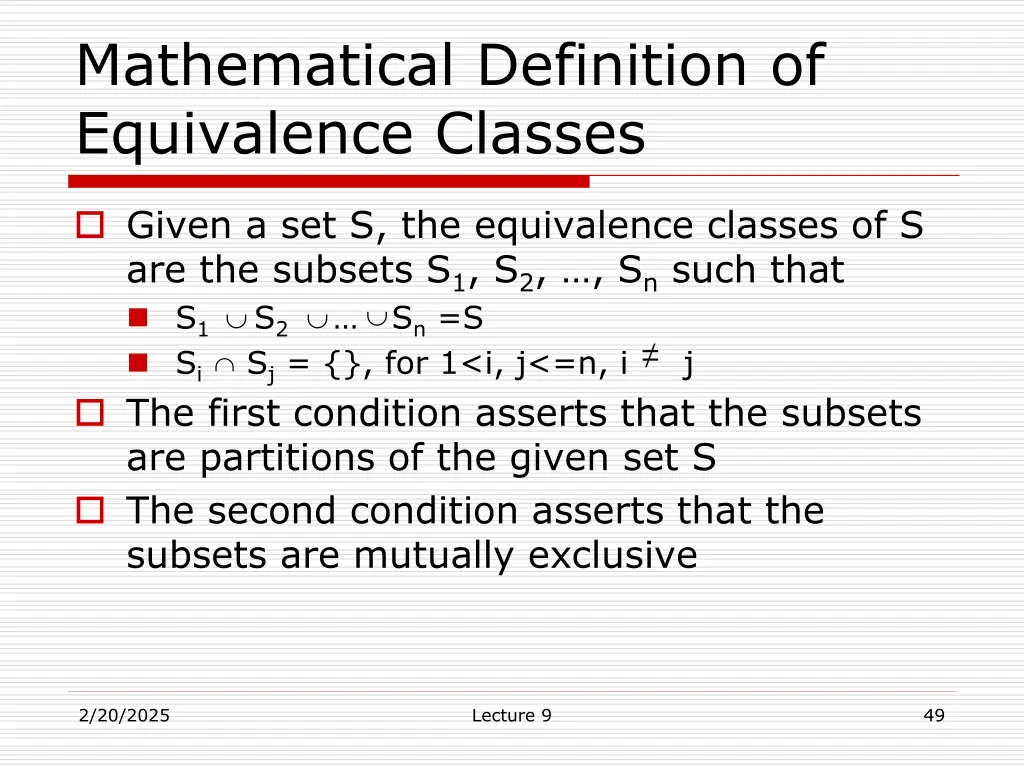 mathematical definition of equivalence classes