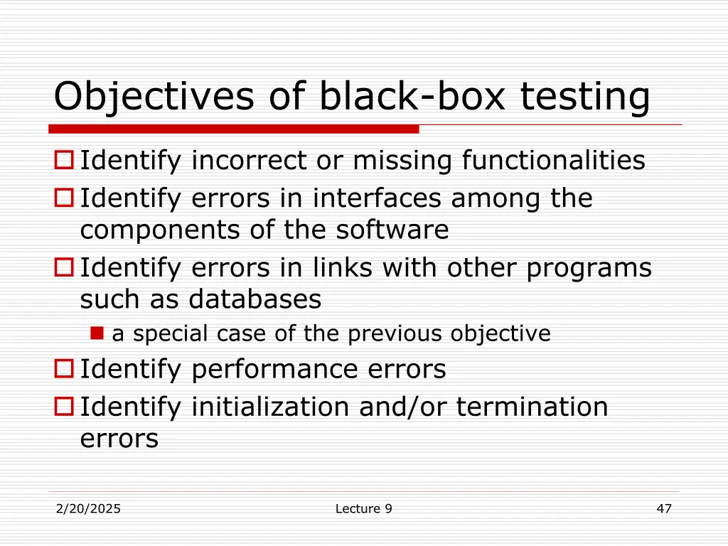 objectives of black box testing