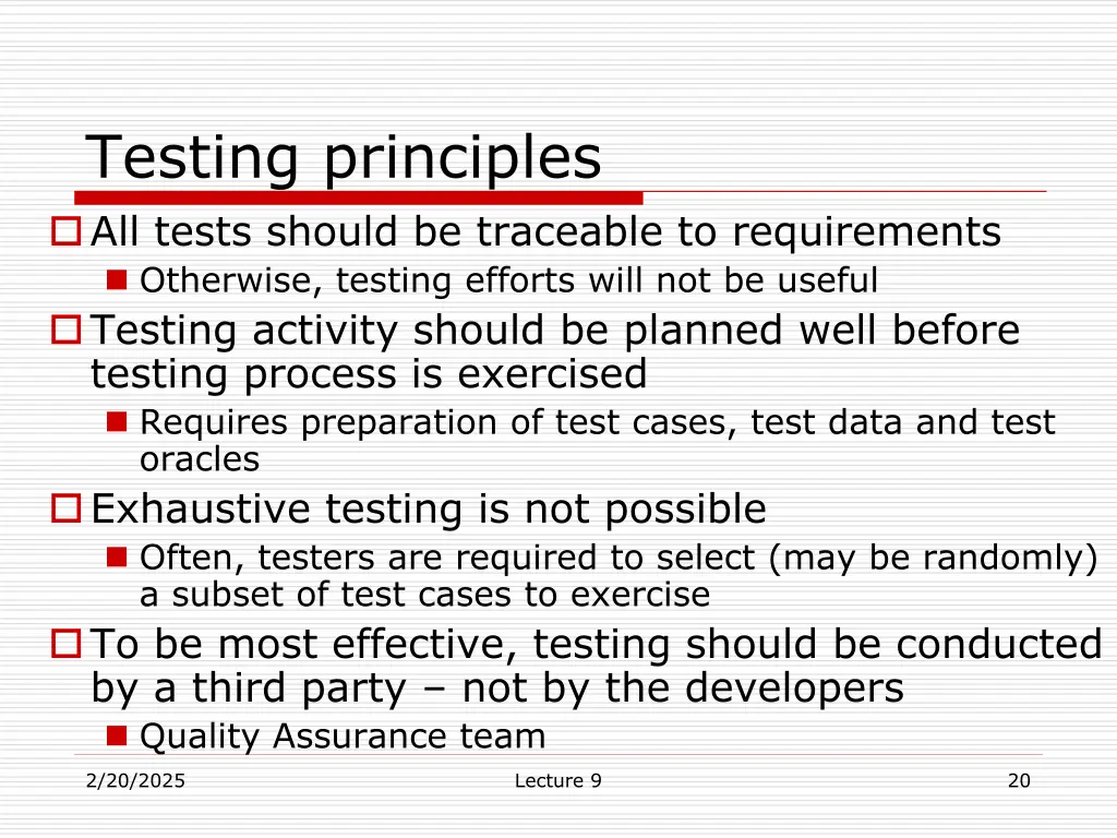 testing principles all tests should be traceable
