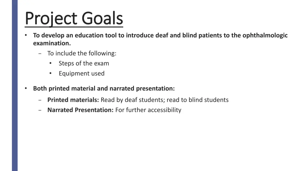 project goals project goals to develop