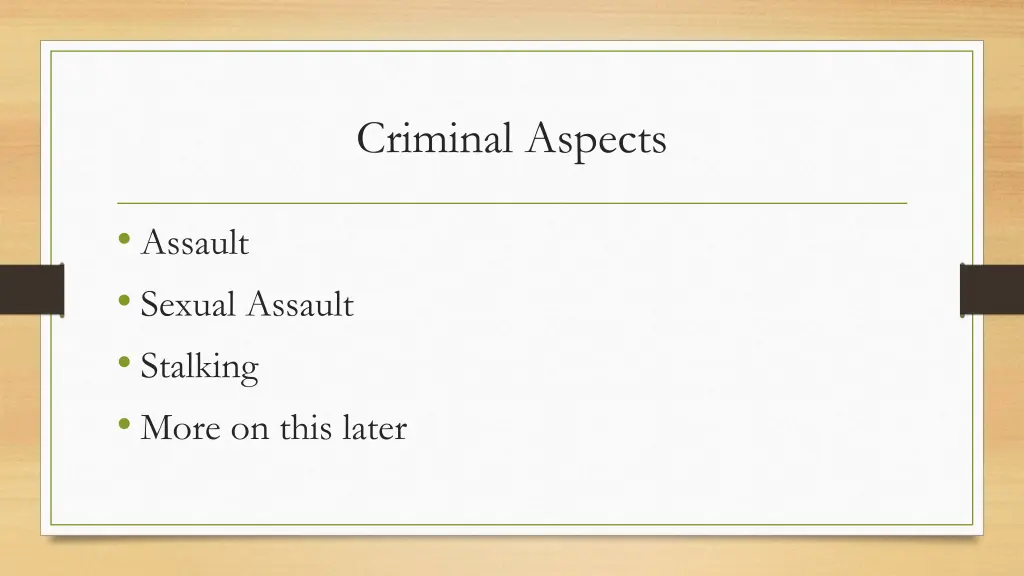 criminal aspects