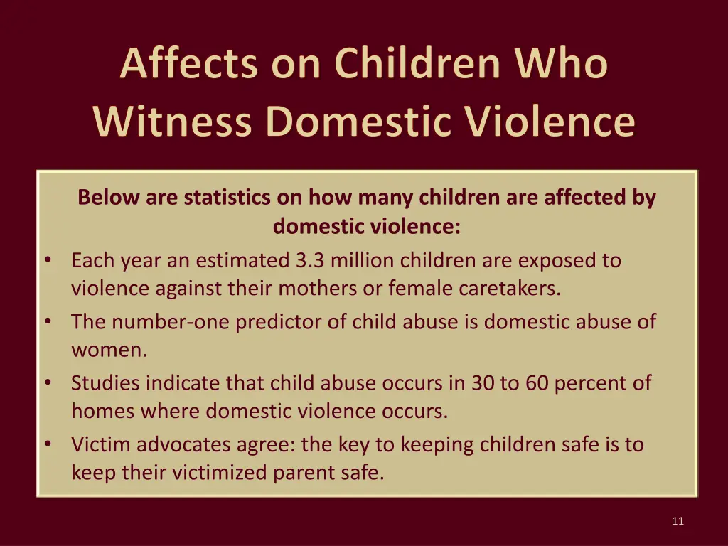 affects on children who witness domestic violence