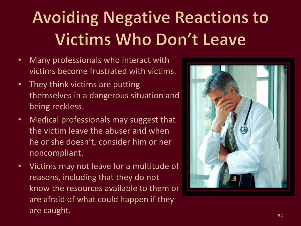 avoiding negative reactions to victims
