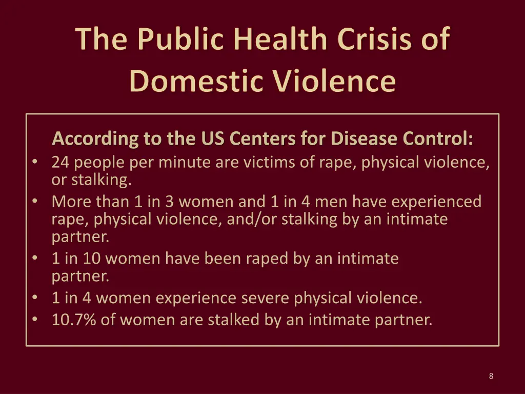 the public health crisis of domestic violence