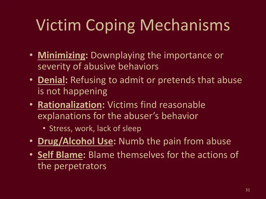 victim coping mechanisms