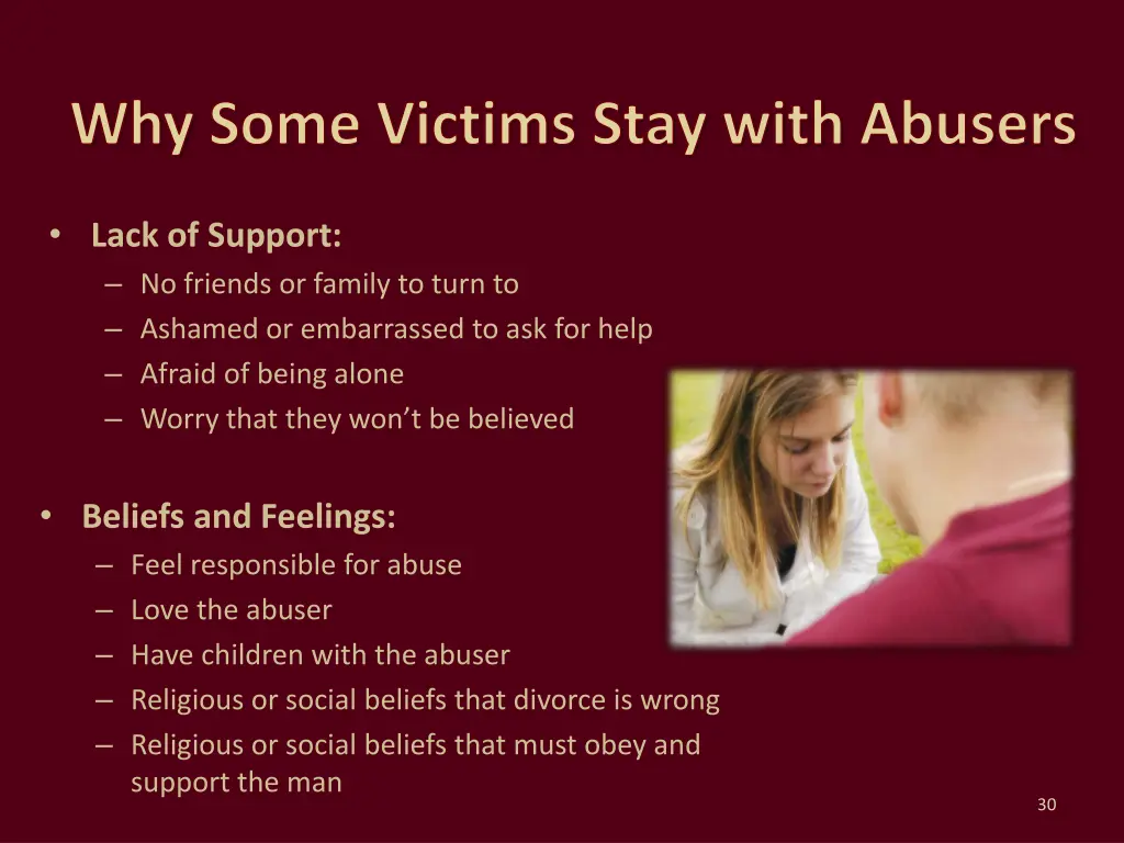 why some victims stay with abusers