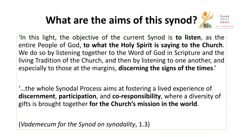 what are the aims of this synod 3