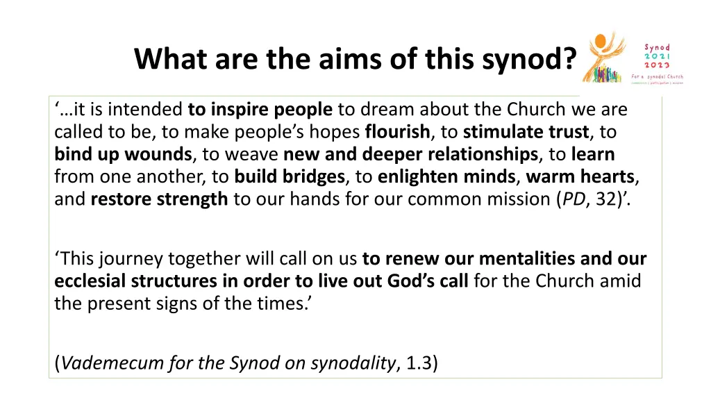 what are the aims of this synod 4