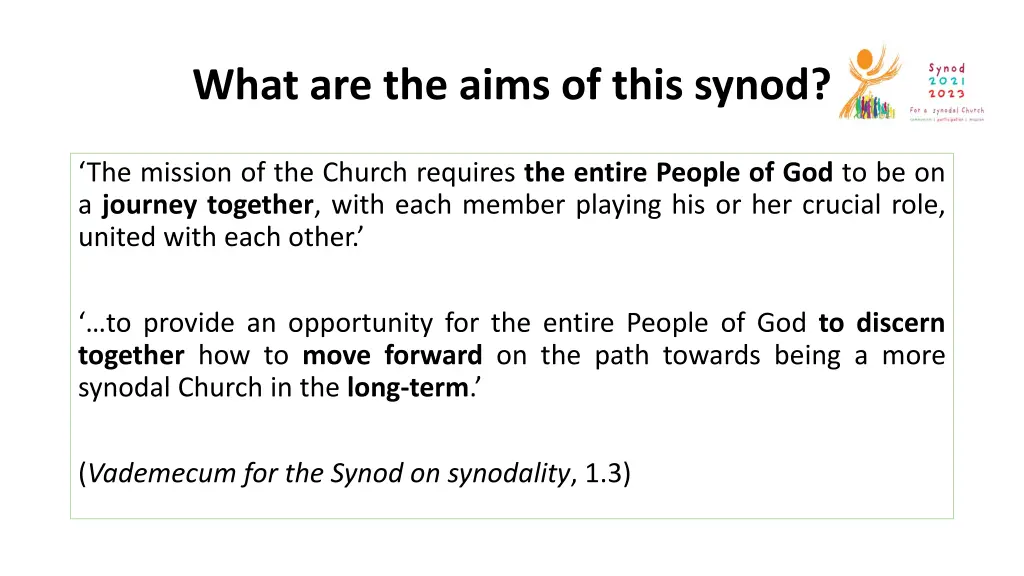 what are the aims of this synod