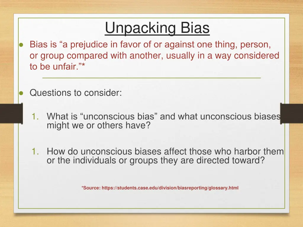 unpacking bias