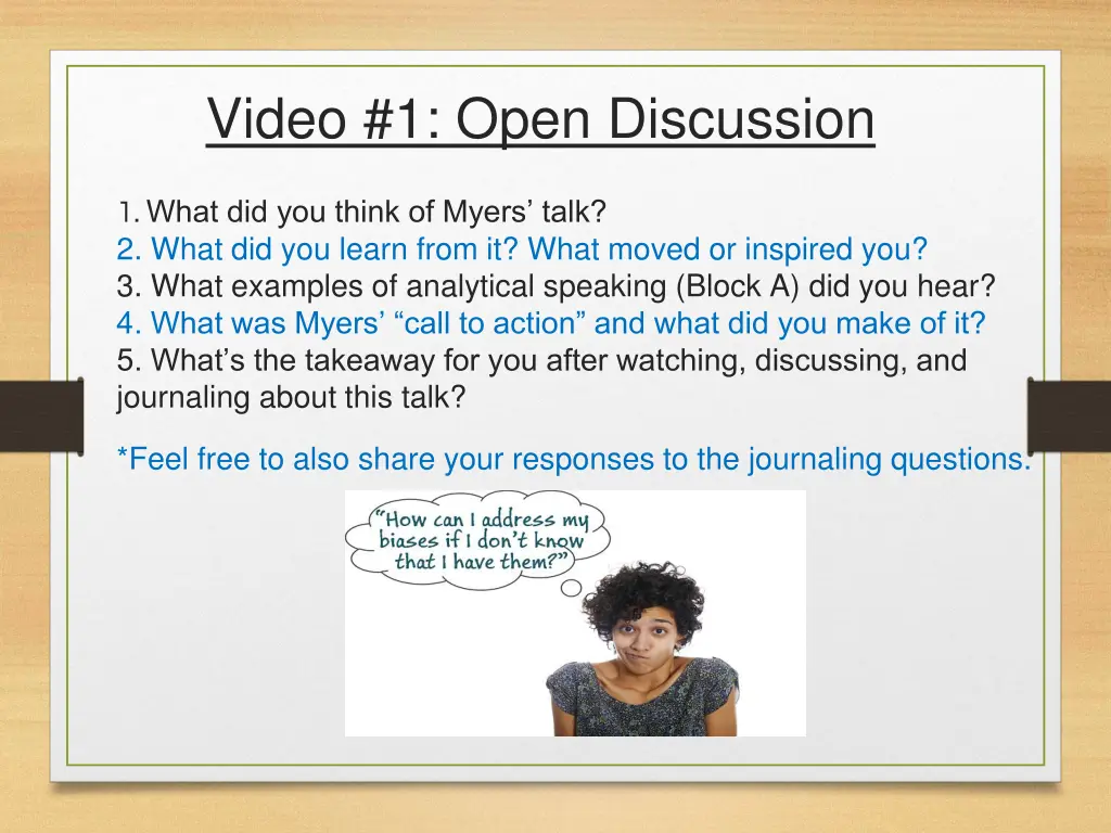 video 1 open discussion