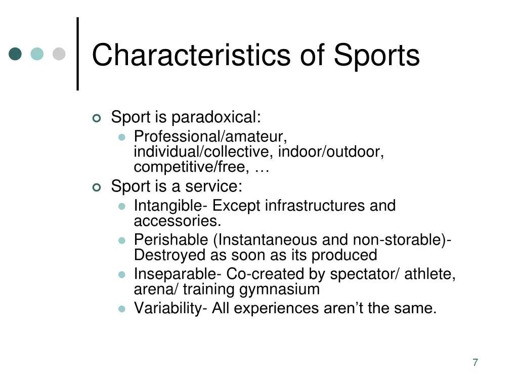 characteristics of sports