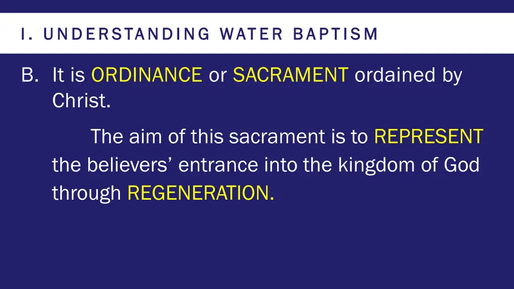 i understanding water baptism i understanding 1