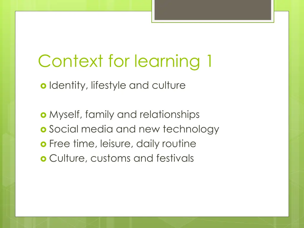 context for learning 1