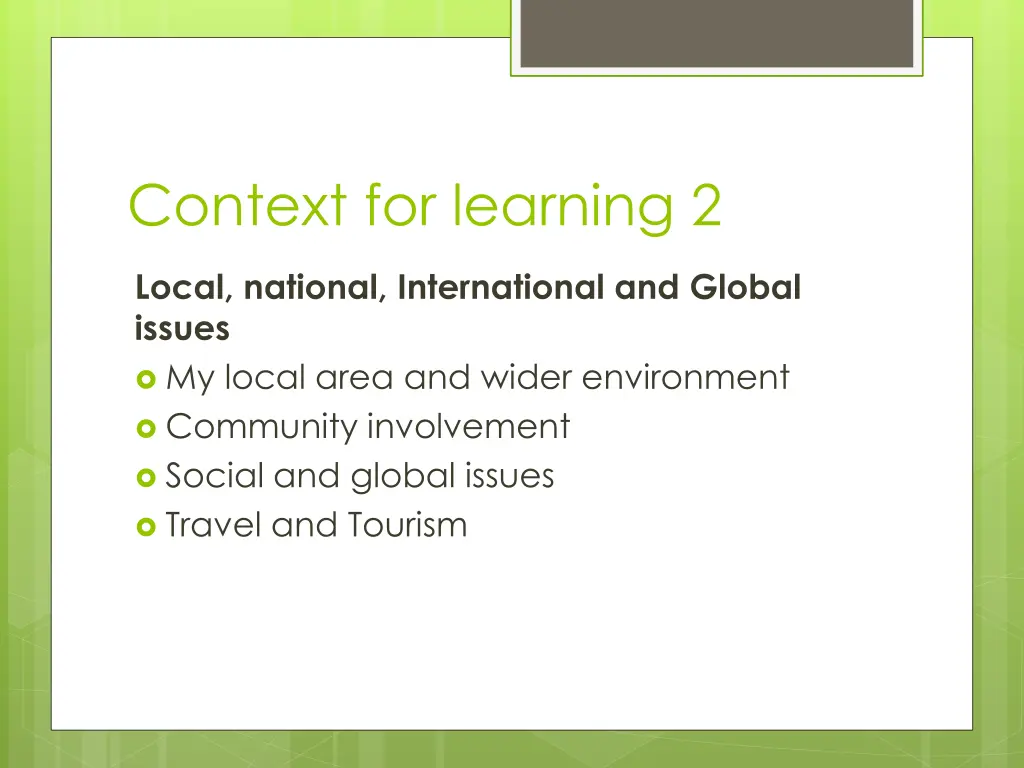 context for learning 2