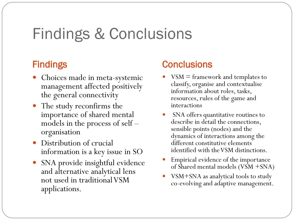 findings conclusions