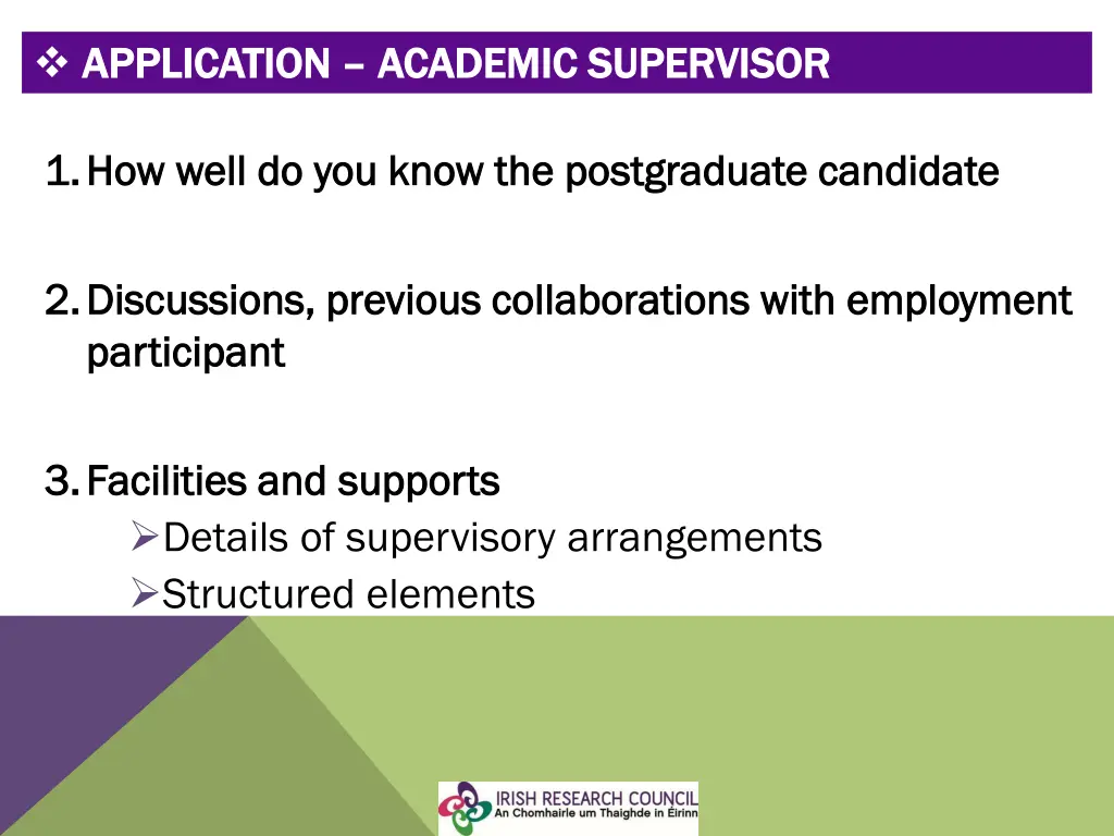application application academic supervisor