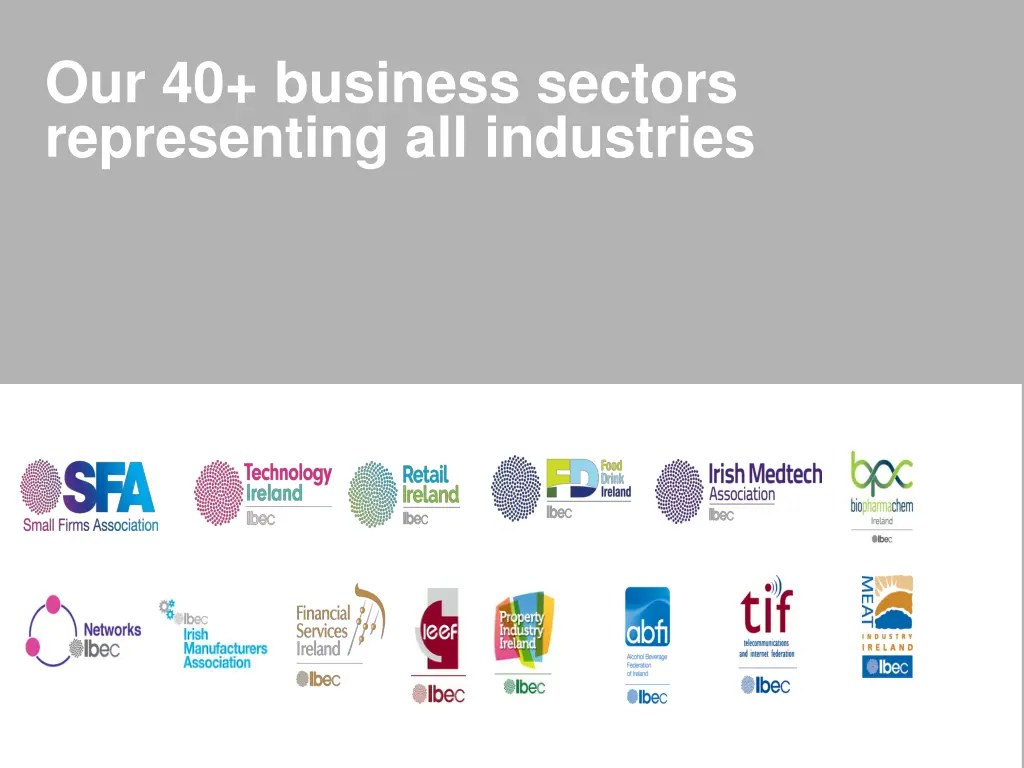 our 40 business sectors representing