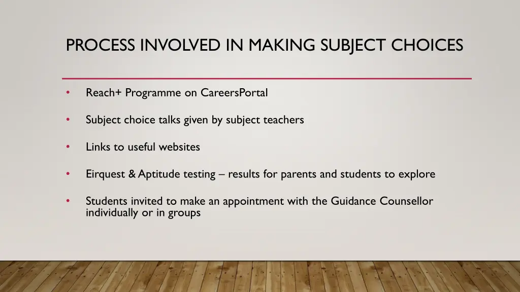 process involved in making subject choices