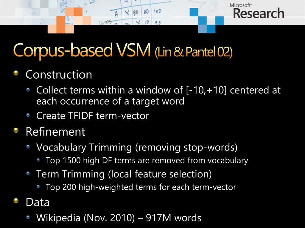 corpus based vsm lin pantel 02 construction