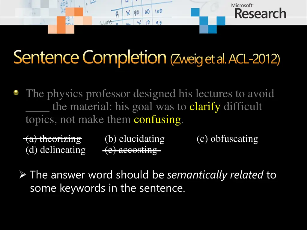 sentence completion zweig et al acl 2012 1