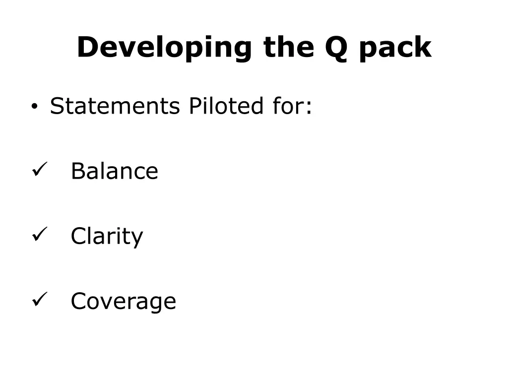 developing the q pack