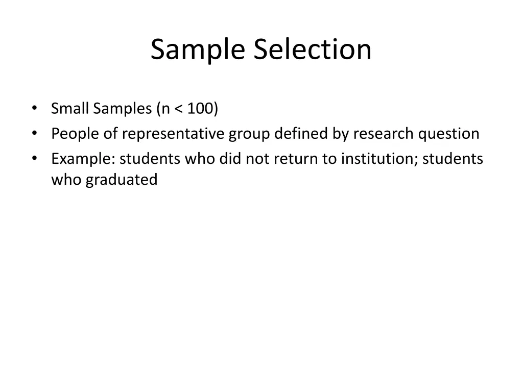 sample selection