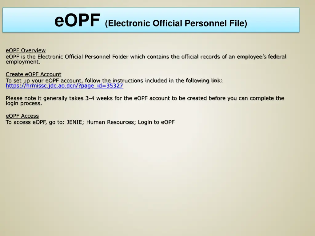 eopf electronic official personnel file