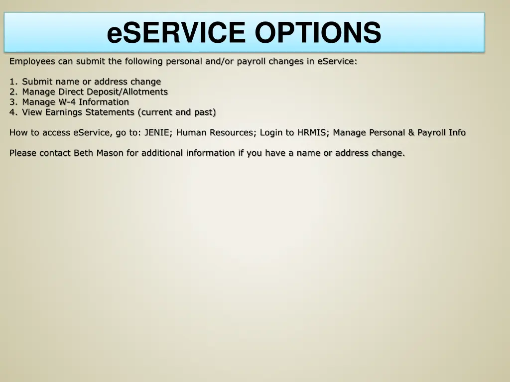 eservice options