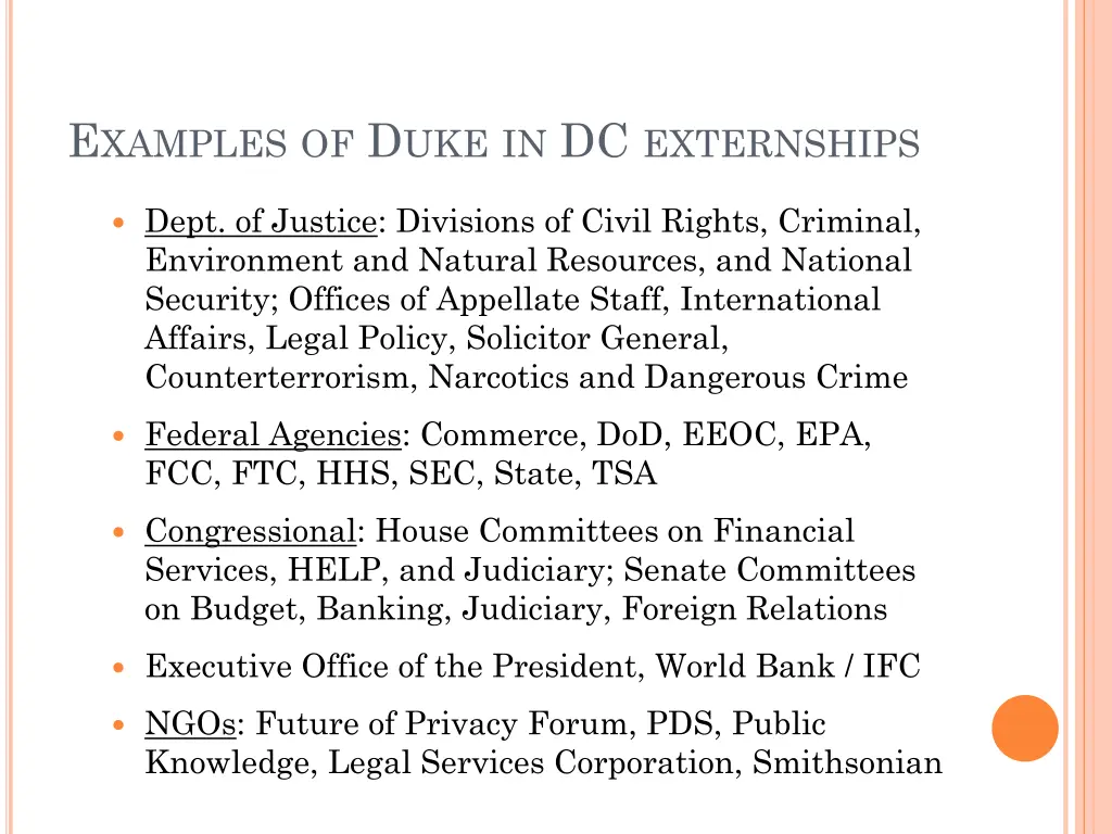 e xamples of d uke in dc externships