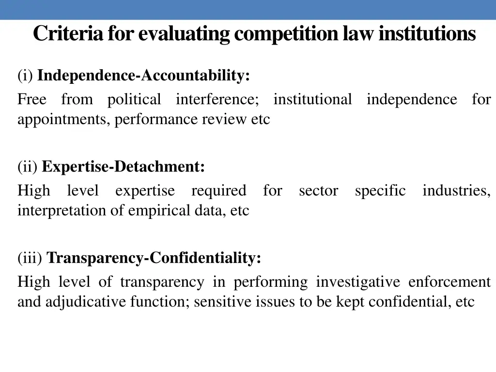 criteria for evaluating competition