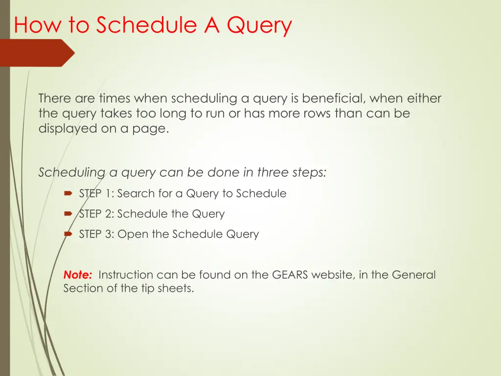 how to schedule a query