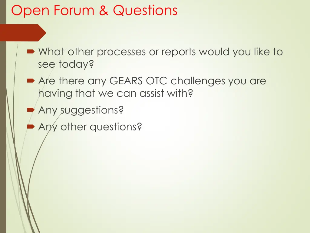 open forum questions